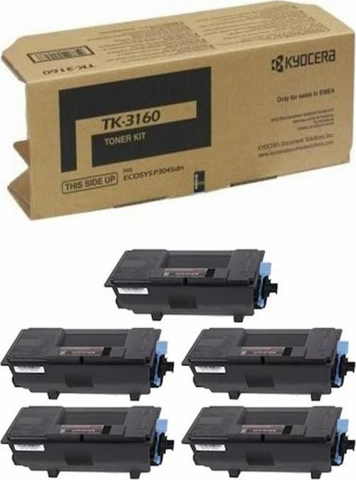 Kyocera Ecosys P3050DN TK-3160 Chipli Siyah Ithal Muadil Toner 12.500 Sayfa 5 Adet