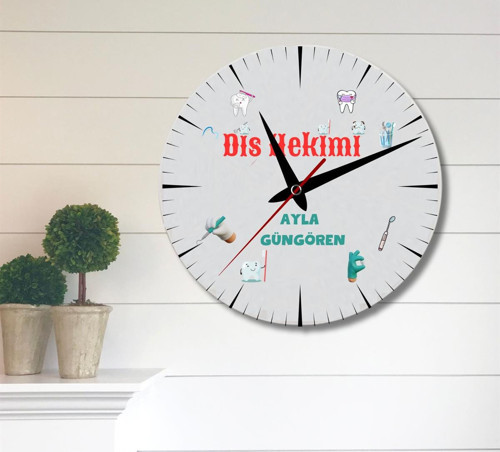 Diş Hekimine Hediye Duvar Saati Cam Duvar Saati