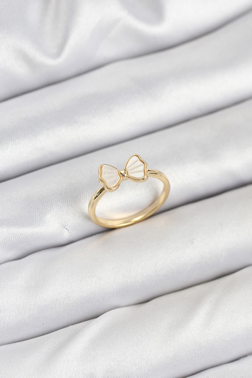 Pirinç Gold Renk Fiyonk Model Kadın Yüzük - TJ-BYK3838