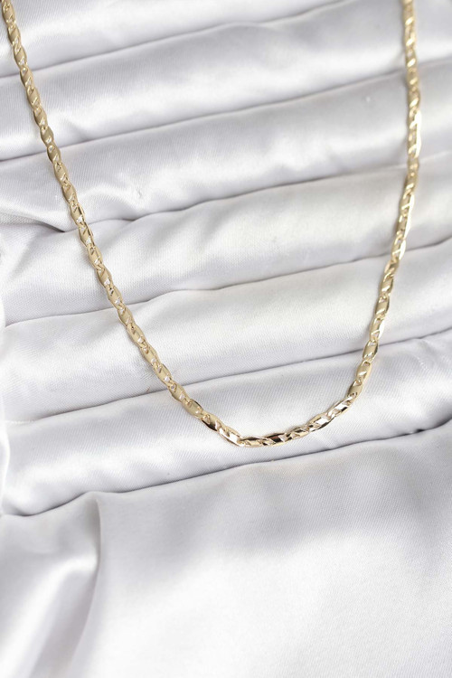 14K Gold Renk Kaplama Ezme Zincir Model CM Kadın Kolye - TJ-BKO10745
