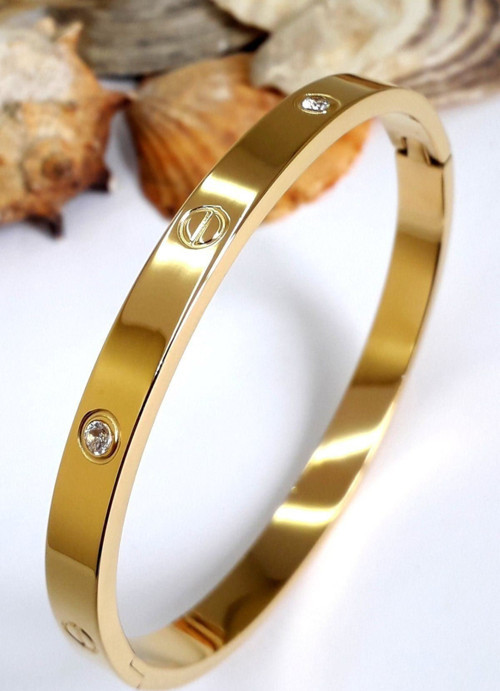 Alaşım kartier Taşlı Bileklik Gold