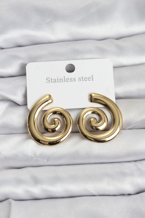 316L Çelik Gold Renk Sarmal Modelli Kadın Küpe - TJ-BKP11508