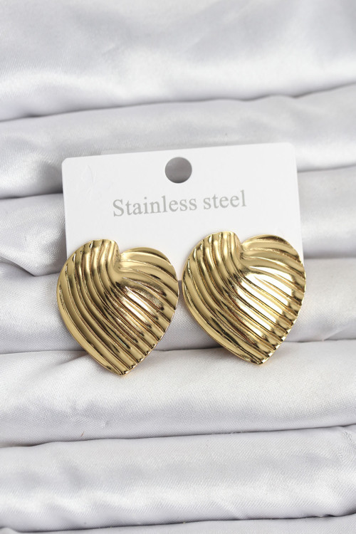 316L Çelik Gold Renk Kalp Model Kadın Küpe - TJ-BKP11505