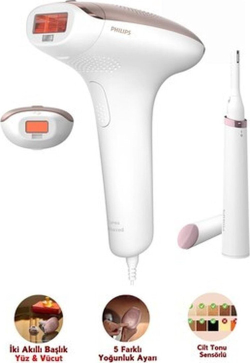 Ipl Lazer Epilasyon Cihazı, 2 Akıllı Başlık (Vücut ve Yüz Başlığı), Cilt Tonu Sensörü, Compact Kalem Düzeltici, Uzun Ömürlü Kullanım+ Lambader (Onerous)