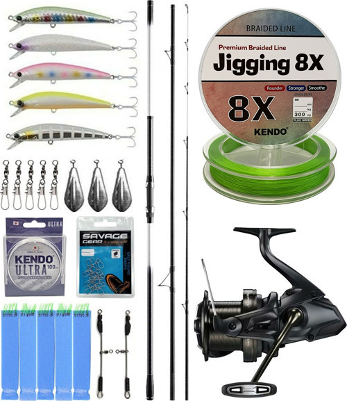 YekOutdoor Surf Seti Shimano Kamış Beastmaster K Surf Tubular 4,50m 225g 3pc Low Rider DPS&Shimano Makina Speedmaster 14