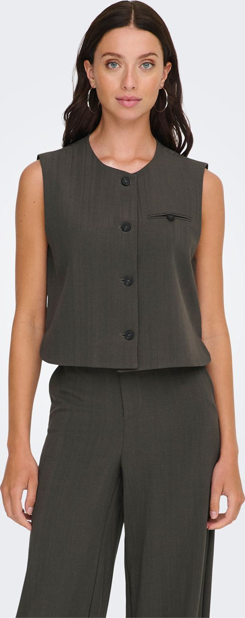 ONLMATEO LIFE S/L STRIPE VEST CC TLR Kadın Siyah Yelek - 15351087