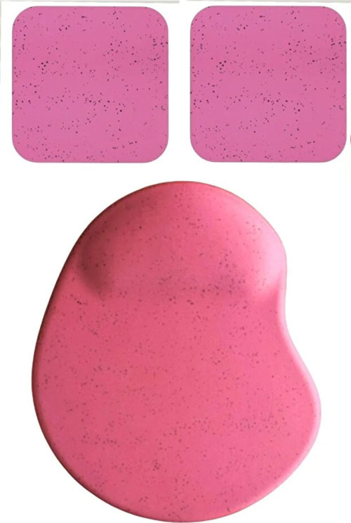 Oval Fuşya Kum Desen Bilek Destekli Mouse Pad + 2 Adet Fuşya Kupa Fincan Bardak Altlığı Altlık Set