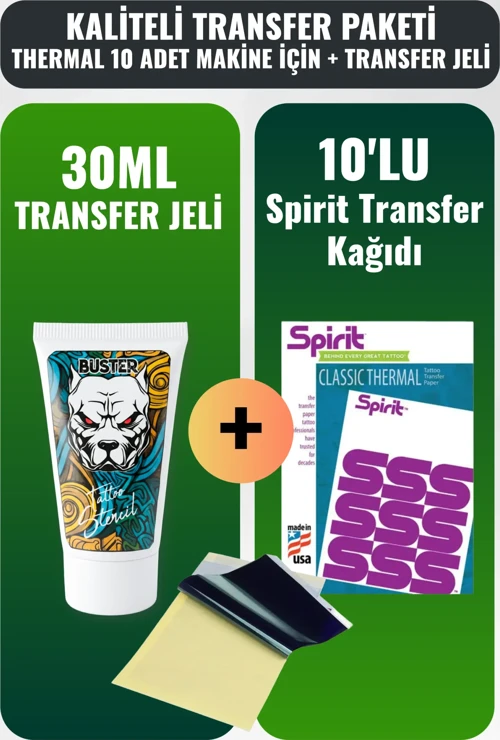 10 Adet Thermal Kaliteli Transfer Kağıdı + 30 ml Stencil Jeli – Net ve Kalıcı Şablon Seti