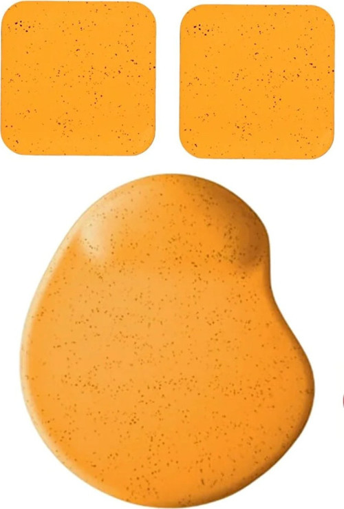 Oval Turuncu Kum Desen Bilek Destekli Mouse Pad + 2 Adet Kupa Fincan Bardak Altlığı Altlık Set