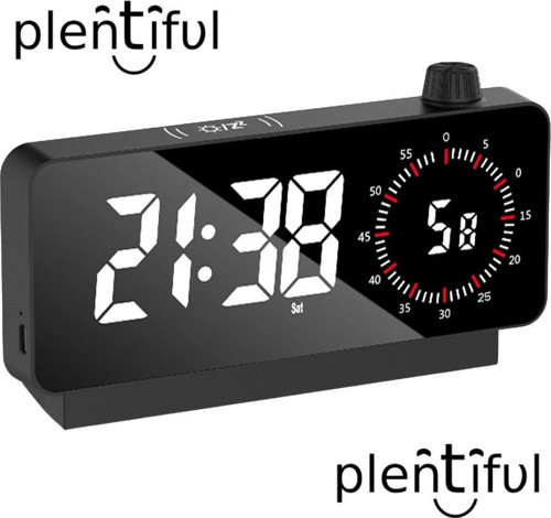 Aynalı Led Ekranlı Saat ,Elektronik Masaüstü Çalar Saat, Çift Dijital Çalar Saat, Başucu Ofisi Için Geri Sayı