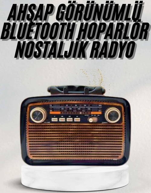 Bluetooth Hoparlör Ahşap Renk Vintage Işıklı Nostaljik Radyo Fm Ahşap Görünümlü