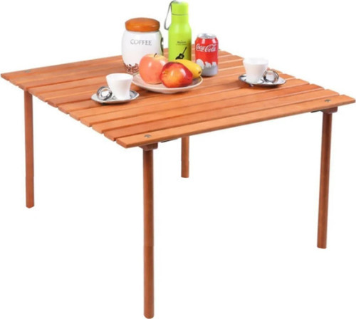 Ahşap Katlanır Rulo Masa Kamp Outdoor Bahçe Araç Araba Masası Çantalı 60x57