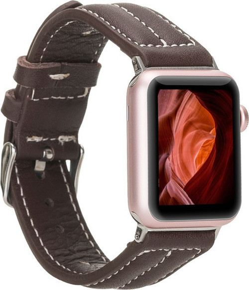 Apple Watch Uyumlu Deri Kordon 42-44-45mm NM3-AS3 Kahve
