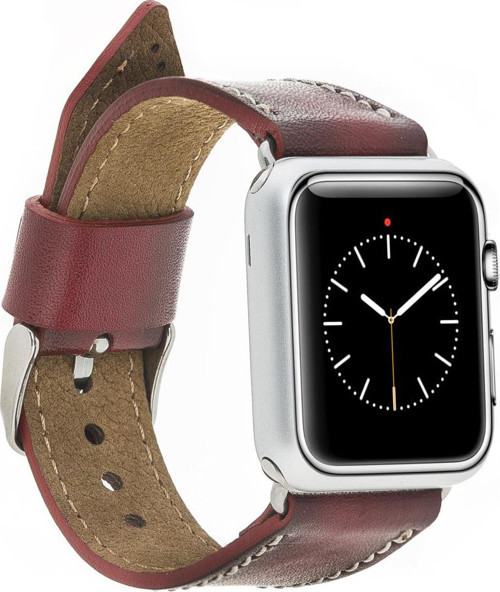 Apple Watch Uyumlu Deri Kordon 42-44-45mm SM25 Bordo