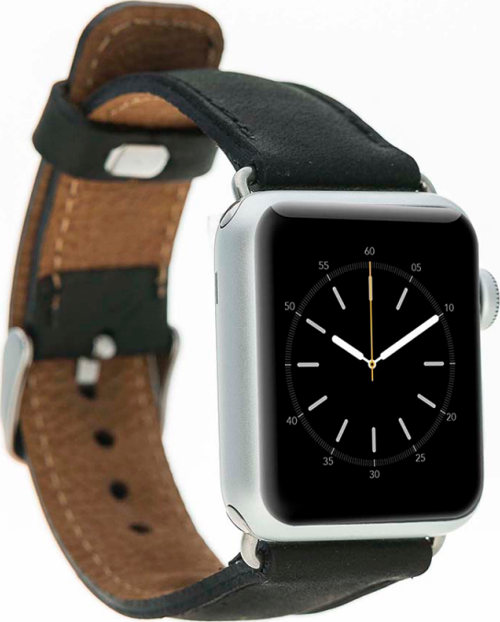 Apple Watch Uyumlu Deri Kordon Orfe 42-44-45mm G1 Siyah