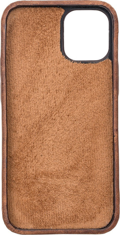 Apple iPhone 12 mini Uyumlu Deri Arka Kapak ROCK G2 Kahve