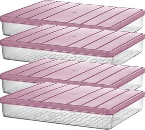 Home - Nora 4'lü 2.5 Litre Büyük Boy Açık Pembe Saklama Kabı