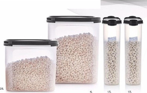 4 Lü Çeyiz Oval Saklama Set Siyah Kapak Esc