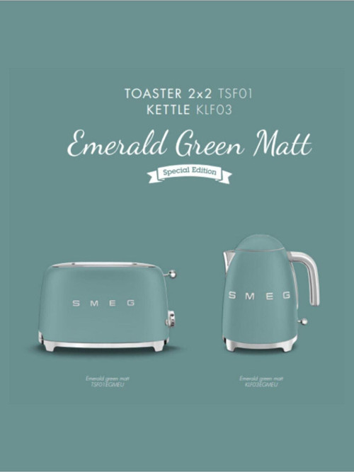 50's Style Special Edition Mat Zümrüt Yeşil Kettle Ve 1x2 Ekmek Kızartma Makinesi Seti