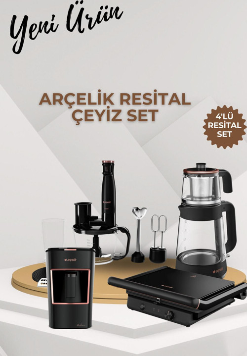 Küçük Ev Aletleri Resital 4'lü Siyah Set