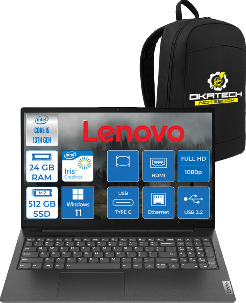 V15 G4 İNTEL i5 -13420H 24 GB RAM 512 GB NVM SSD 15.6 ” FHD WİN11PRO NOTEBOOK + OKATECH ÇANTA
