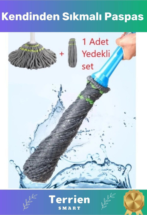 Smart Seri Kendinden Sıkmalı Her Zemine Uygun Mandallı Toz Paspas Yedek Bezli Pratik Kullanışlı