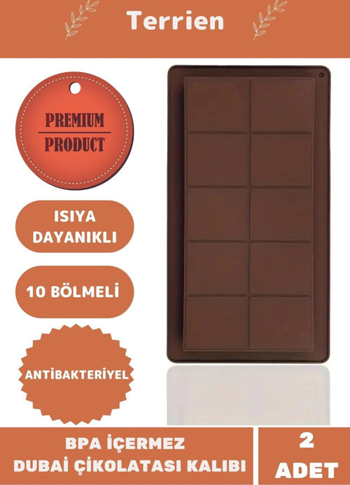 Home Serisi Bpa İçermez Esnek Yüksek Isıya Dayanıklı Silikon 2 Adet Dubai Çikolata Kalıbı