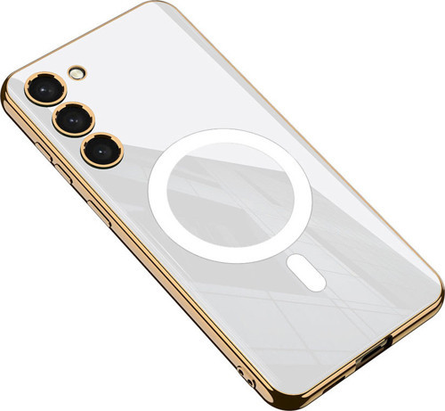 Galaxy S23 Plus Kılıf Wireless Şarj Özellikli Kenarları Elektroplating Kaplama Aynalı Kent Kılıf
