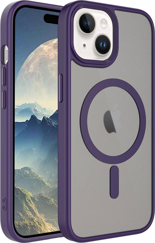 Apple iPhone 15 Kılıf Mat Arka Yüzey Wireless Şarj Özellikli Flet Magsafe Kılıf