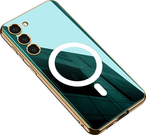 Galaxy S23 Plus Kılıf Wireless Şarj Özellikli Kenarları Elektroplating Kaplama Aynalı Kent Kılıf