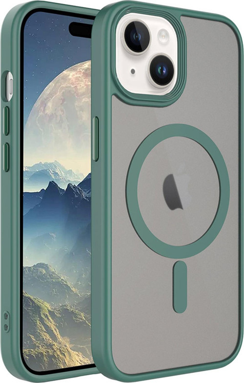 Apple iPhone 15 Kılıf Mat Arka Yüzey Wireless Şarj Özellikli Flet Magsafe Kılıf