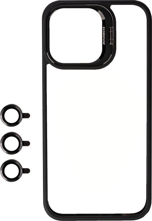 iPhone 15 Pro Kılıf Kamera Lens Korumalı Standlı Klon Lensli Kılıf