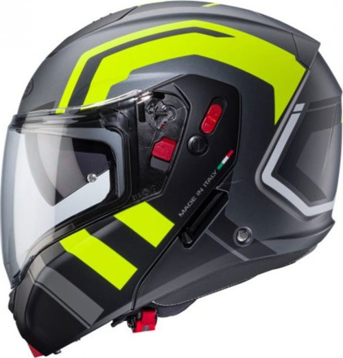 Motosiklet Kaskı Horus X Gri-Sarı Motor Çene Açılır Kask