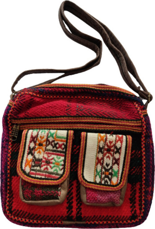 Kilim Desenli Dokuma Omuz Çantası