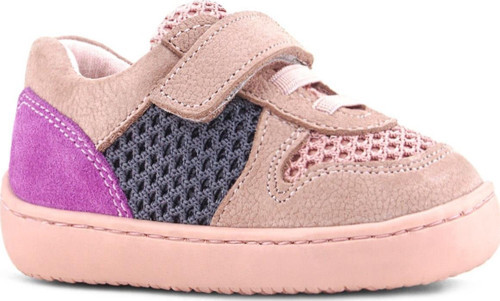 Bob Hakiki Deri Pudra Gri Mor Barefoot Cırtlı Lastikli Bebek Sneaker Ayakkabı