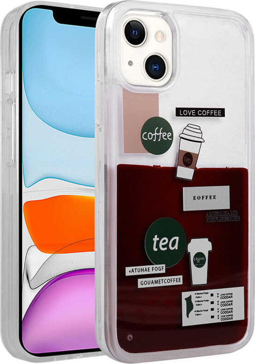 iPhone 14 Uyumlu Desenli Sıvılı MSRA Drink Silikon Kılıf-NO2