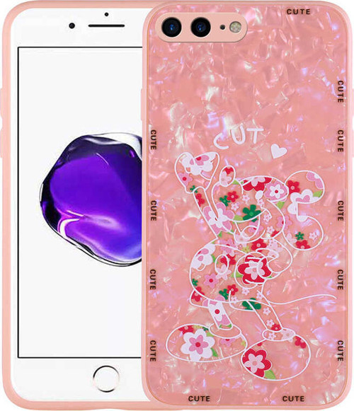 iPhone 7 Plus Kılıf Desenli Sert Silikon MSRA Mumila Kapak - Pink Mouse