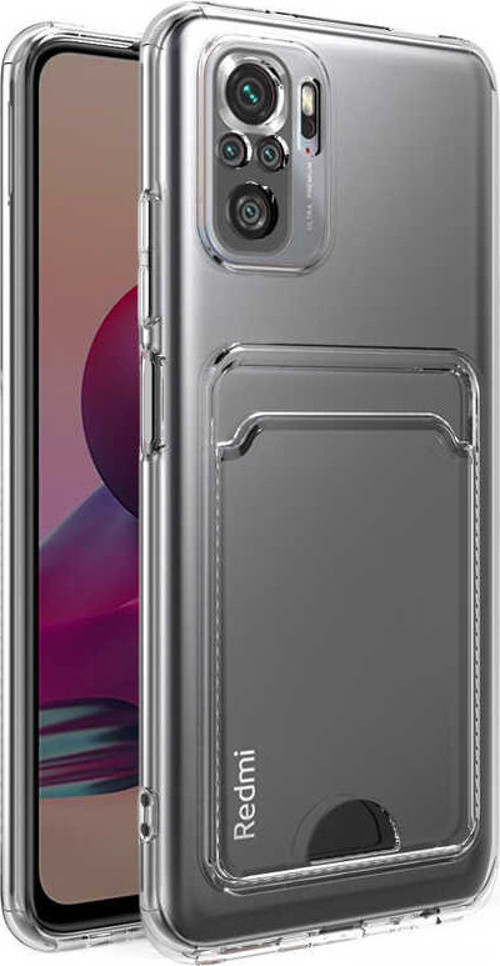Redmi Note 10S Kılıf Kartlıklı Şeffaf MSRA Setra Clear Silikon Kapak - Renksiz