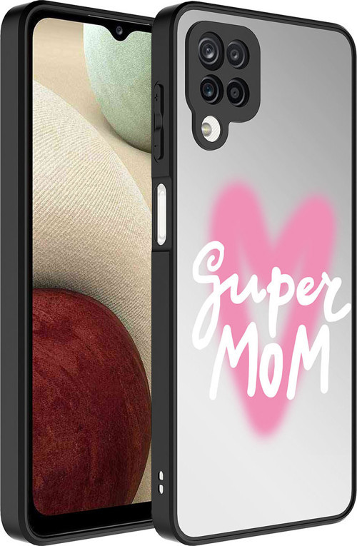 Galaxy A12 Kılıf Aynalı Desenli Kamera Korumalı Parlak MSRA Mirror Kapak - Süper Anne
