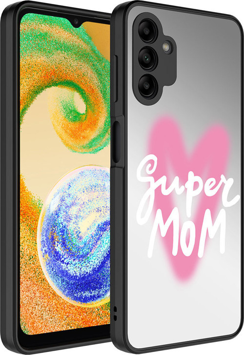 Galaxy A04S Kılıf Aynalı Desenli Kamera Korumalı Parlak MSRA Mirror Kapak - Süper Anne