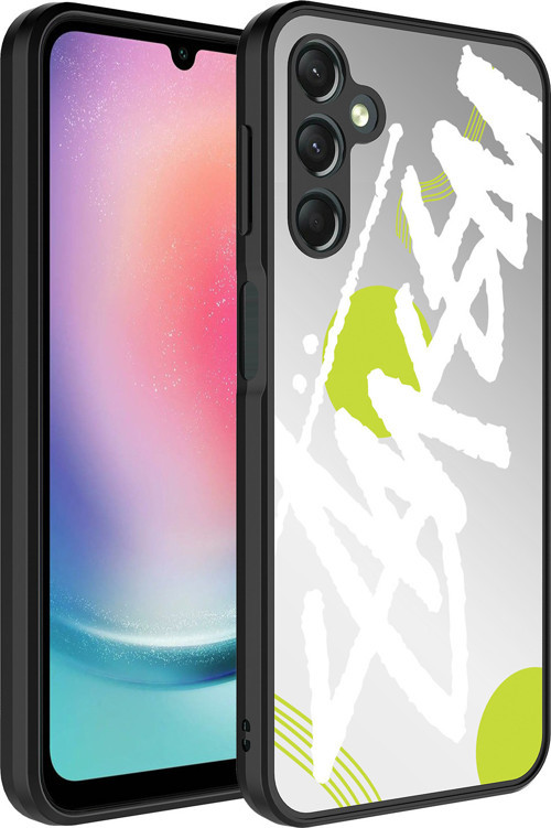 Galaxy A54 Kılıf Aynalı Desenli Kamera Korumalı Parlak MSRA Mirror Kapak - Yazı