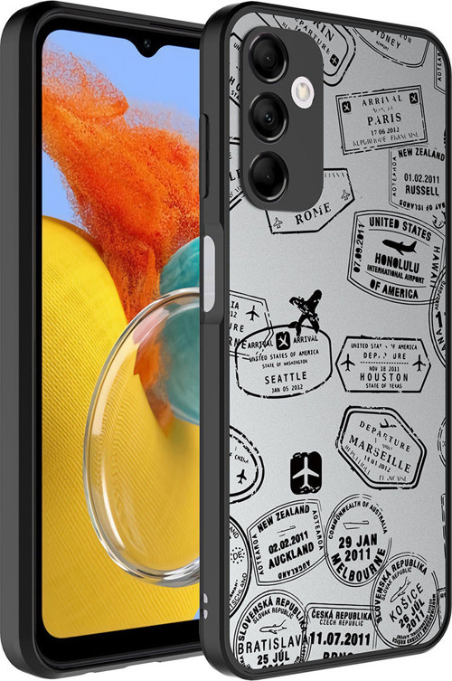 Galaxy M14 Kılıf Aynalı Desenli Kamera Korumalı Parlak MSRA Mirror Kapak - Seyahat