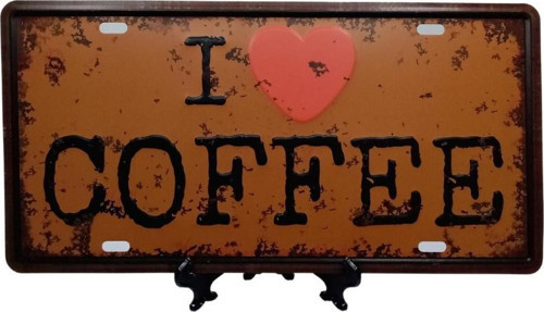 Dekoratif 3D Metal Plaka I Love Coffee 30cm