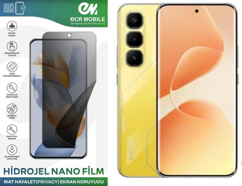 Infinix Hot 60 Pro Plus ile Uyumlu Mat Hayalet (Privacy) Hidrojel Film Ekran Koruyucu