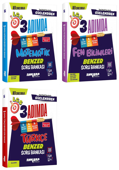 Ankara 2025 8. Sınıf Matematik + Türkçe + Fen Güçlendiren 3 Adımda Benzer Soru Seti 3 Kitap