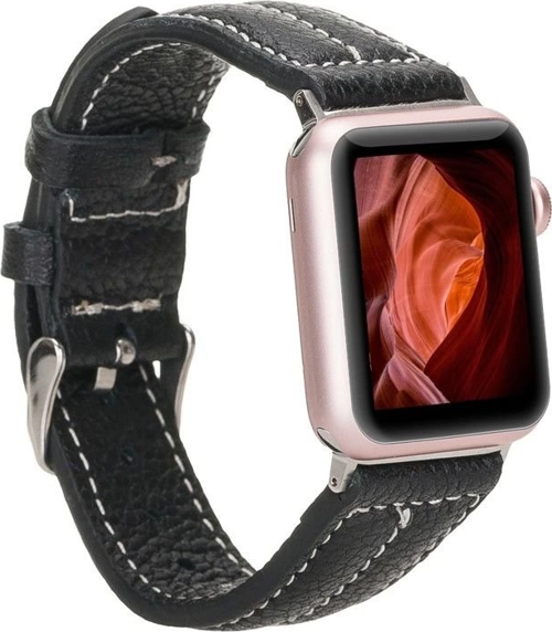 Apple Watch Uyumlu Deri Kordon 42-44-45mm NM3-AS1 Siyah