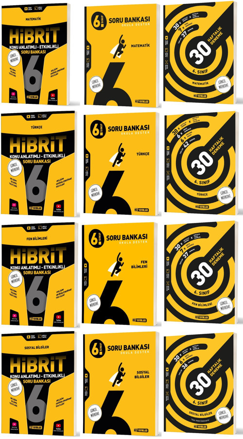 Hız 2026 6. Sınıf Matematik + Türkçe + Fen + Sosyal Haftalık Deneme + Hibrit + Soru Seti 12 Kitap