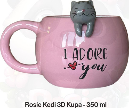 Kedi Figürlü 3D Seramik Kupa 350 ml