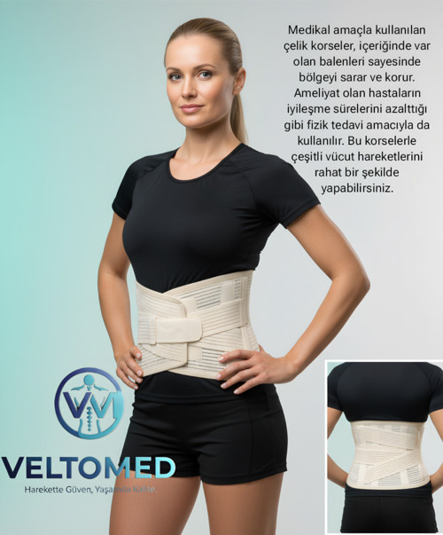 Çelik Balenli LUMBOSTAD 26CM Korse, Ortopedik Korse, Bel Korsesi, Skolyoz, korse