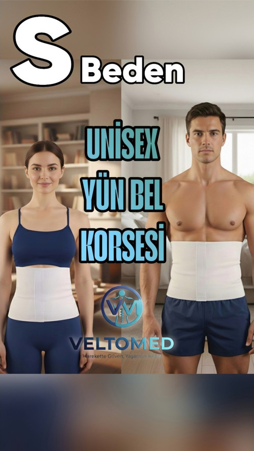 Unisex Termal Yün Korse - Bel Ağrıları, Fıtık ve Soğuktan Korunma İçin Sıcak Kuşak S beden
